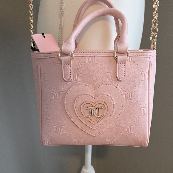 Juicy Couture Handbags - Juicy Couture Pastel Pink Mini Crossbody Bag with Heart Design NWT